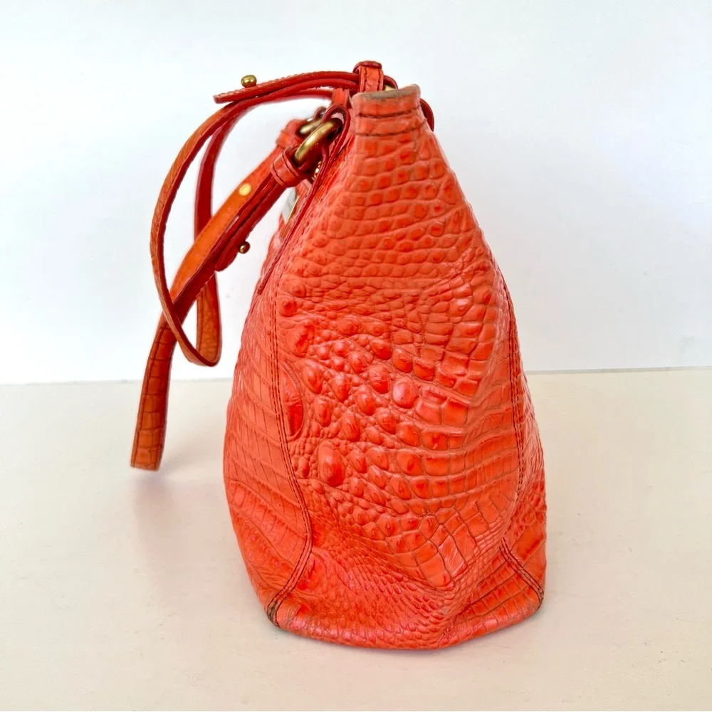 BRAHMIN Melbourne Orange Croc Emboss Leather Gold Hardware Medium Shoulder Tote - Picture 6 of 16